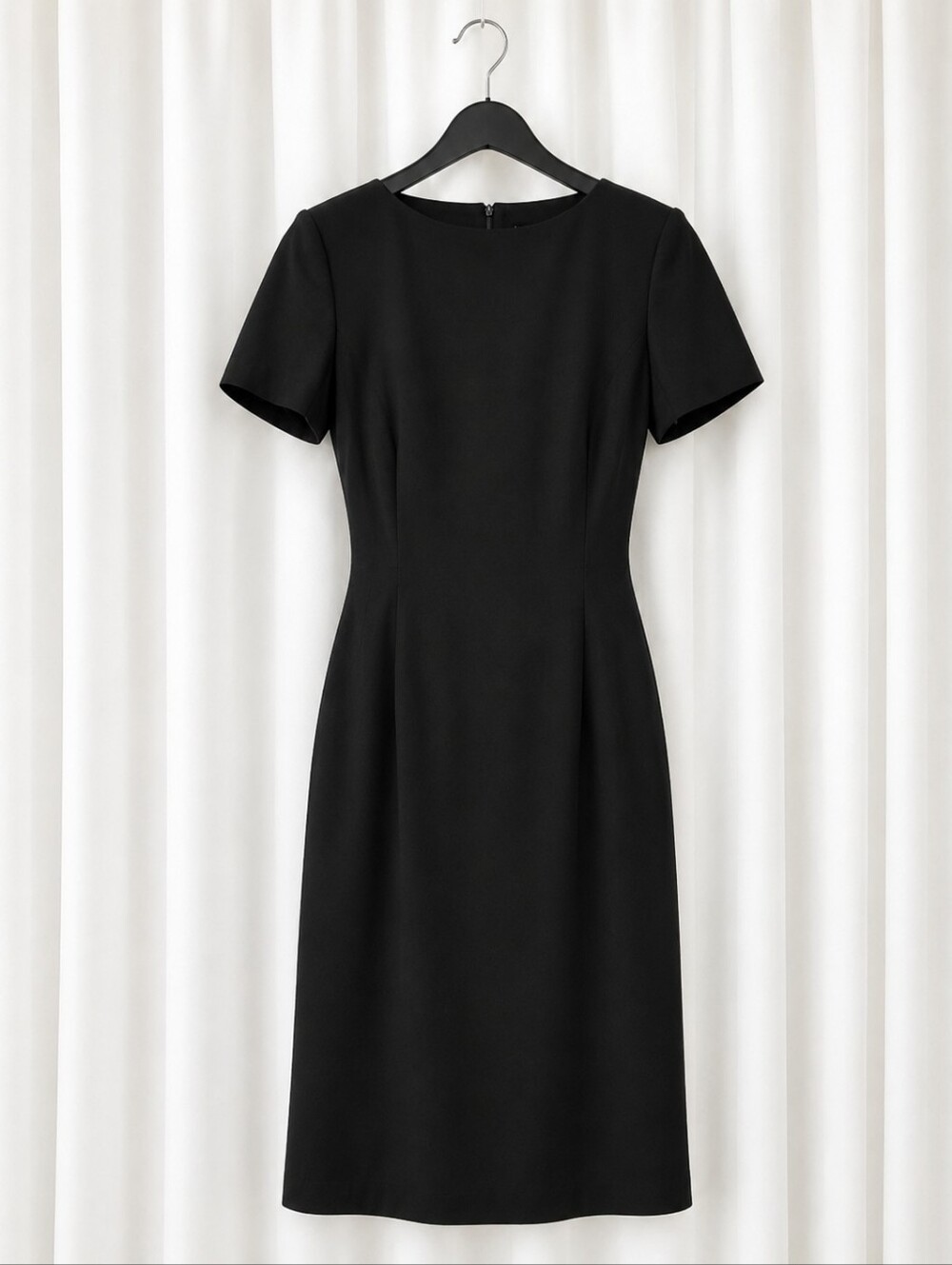 Vintage Bill Burns Nordstrom Black Wool Short Sleeve Career Wear Sheath Dress